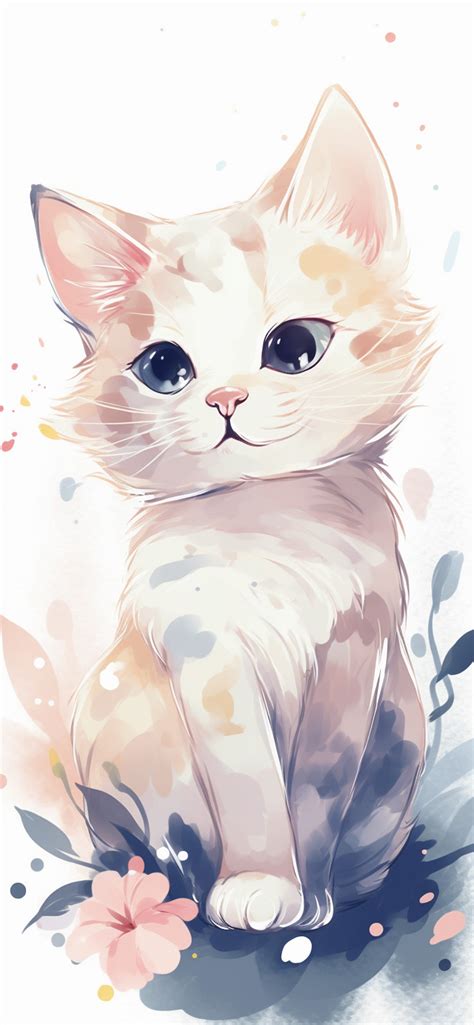 Cute Cat White Art Wallpapers - Cute Cat Wallpapers for iPhone 4k