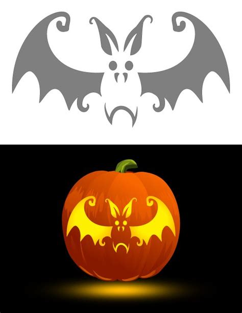 a halloween pumpkin with an image of a bat on it