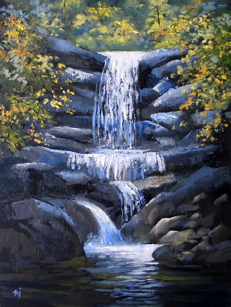 Water Falls Painting at PaintingValley.com | Explore collection of ...