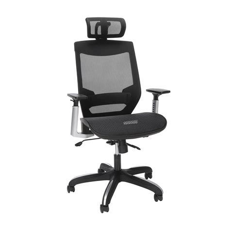 OFM Full Mesh Office Chair with Headrest, Lumbar Support, in Black (525 ...