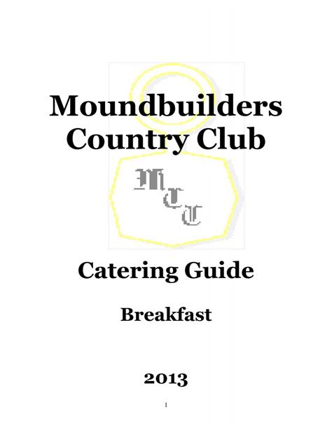 Breakfast Menu - Moundbuilders Country Club