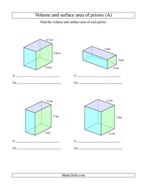 Surface Area Of Rectangular Prism Worksheet - Printable 2024 Word Searches