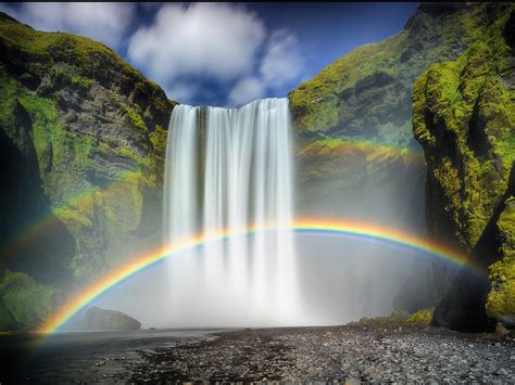 Free photo: Rainbow by Waterfall - Colorful, Lake, Rainbow - Free ...