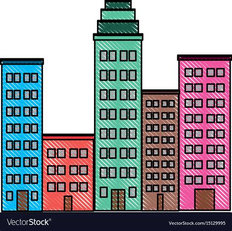 Cartoon cityscape cartoon row of various buildings