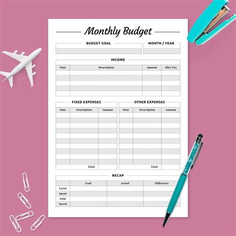 Template for budget planning - grupomyte