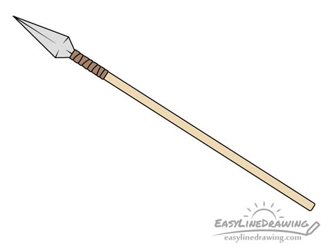 How to Draw a Spear Step by Step - EasyLineDrawing