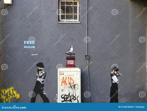 Banksy Graffiti on the Walls in Tel Aviv Israel. Editorial Photography ...