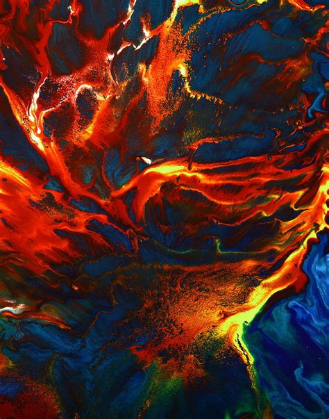 Red Blue Modern Abstract Art Fluid Painting-Firestorm by Kredart ...