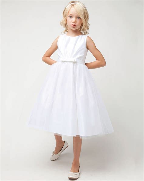 Classic White Satin & Tulle Pleated Communion Dress - One Small Child