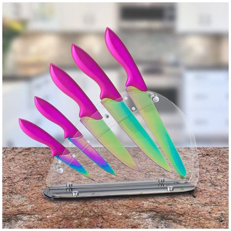 Chef's Star Pink StainlessSteel Kitchen Knife 5pc Cooking Titanium ...