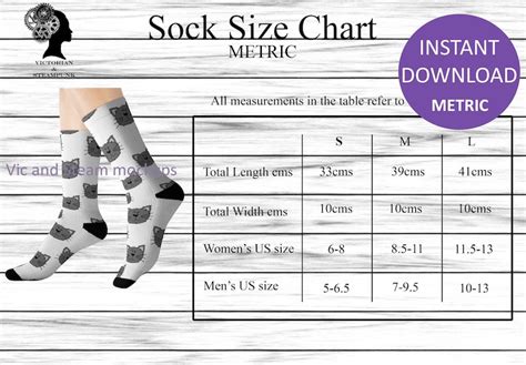 Socks Size Chart METRIC SPOKE Generic Socks on Printify Size | Etsy