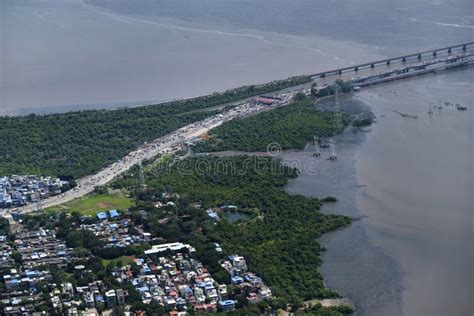 Mumbai Skyline, Aerial View Over a Building with Roads, Bridges ...