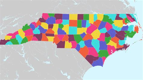 Counties of North Carolina Interactive Colorful Map