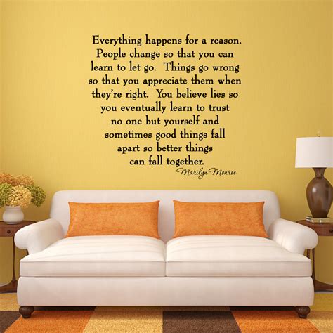 VWAQ Everything Happens for a Reason Marilyn Monroe Quotes Wall Decal ...