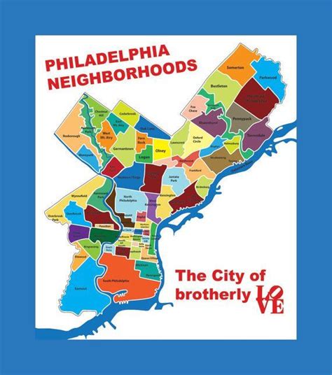 Philadelphia K Map typography city of Brotherly Love 20x27 - Etsy ...