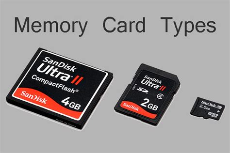 Common Memory Card Types: SD, TF, CF, MMC, MS, xD, and XQD