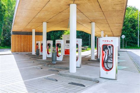 Humpolec, CZECH REPUBLIC - 9 July, 2020: Tesla Charging Stations in ...