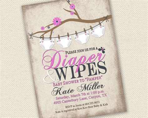 Baby Shower Invitation Diaper and Wipes Baby Shower