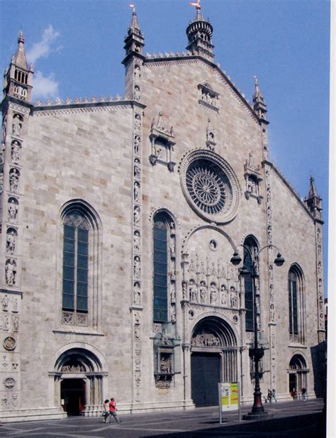 Como Cathedral, main church with Gothic facade and interior.