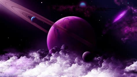 Purple Planet Wallpaper 4K, Saturn Rings, Nebula, Galaxy