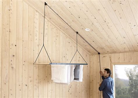 Hanging Drying Rack | Ceiling-Mounted Clothes Line | Wooden Laundry ...