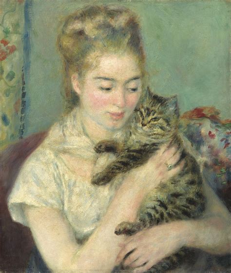 Auguste Renoir - Woman with a Cat (1875), now at NGA : r/ArtHistory