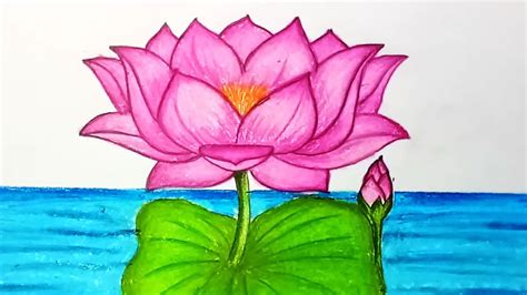 How to Draw Lotus Flower.Step by step easy draw for children, kids ...