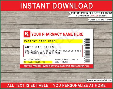 Prescription Bottle Label Template