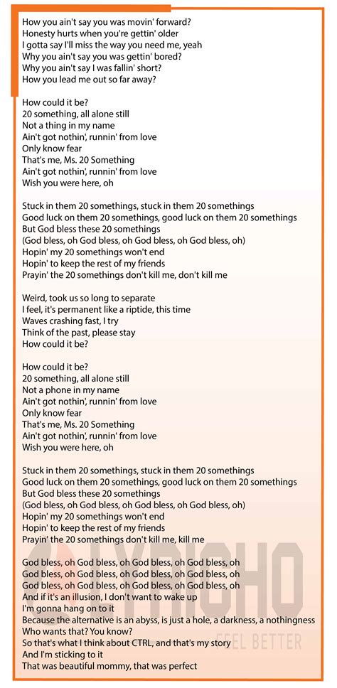 20 Something - SZA Song Lyrics | 20 Something English Lyrics