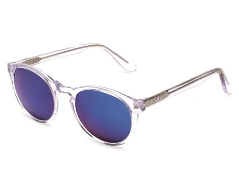 85 . 00 85 . 00 crystal clear round sunglasses with dark blue mirror ...