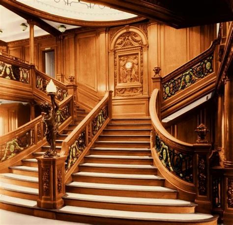 Grand staircase inside the RMS Titanic, Art Nouveau | Staircase design ...