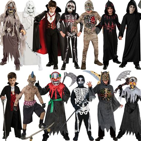 Boys Halloween Outfit Mask Scary Fancy Dress Costume Movie Kids Ghoul ...