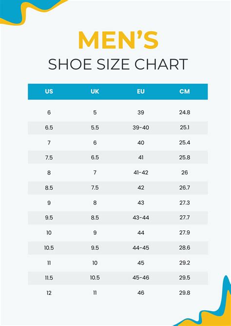 Men's Shoe Size Chart in Illustrator, PDF - Download | Template.net