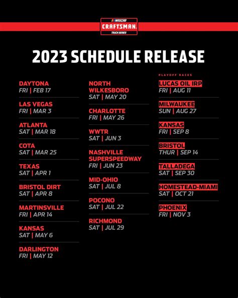 [High Resolution] Nascar Truck Schedule 2023