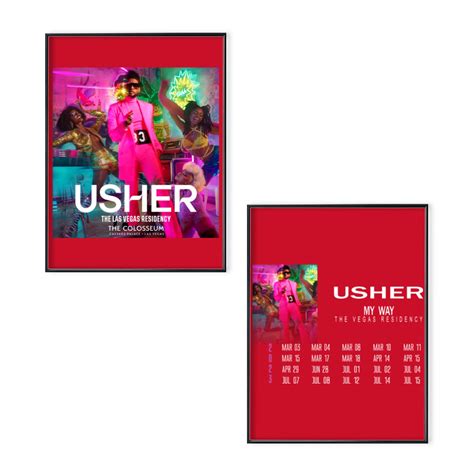 Usher Tour 2023 Music Tour Poster Set, Usher My Way The Vegas Residency ...