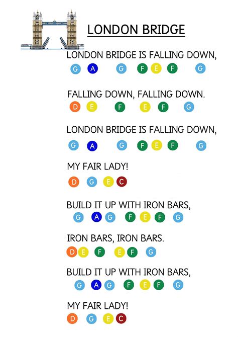 London Bridge is Falling Down - Easy Piano Music Sheet for Toddlers ...