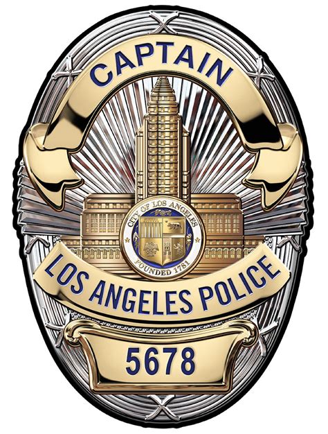 Los Angeles captain Department Officer's Badge All Metal Sign With Your ...