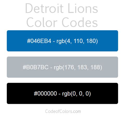 Detroit Lions Colors - Hex and RGB Color Codes