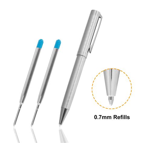 Metal Retractable Rotate Ballpoint Pen, Biro with 2 Blue Replacement ...