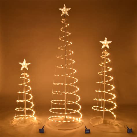 Yescom Set of 3 LED Spiral Christmas Tree Light Kit Solar Powered 6Ft ...