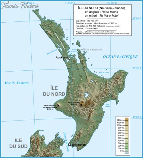 New Zealand Elevation Map - TravelsFinders.Com