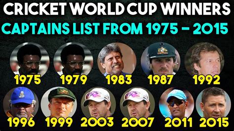 Cricket World Cup Winners Captains List | ICC CWC Winner Teams