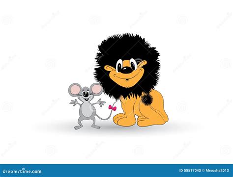 Lion and mouse stock vector. Illustration of graphics - 55517043