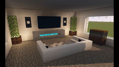 Minecraft modern living room interior tutorial - YouTube