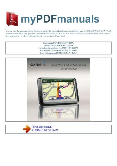 User manual GARMIN NUVI 265W - MY PDF MANUALS