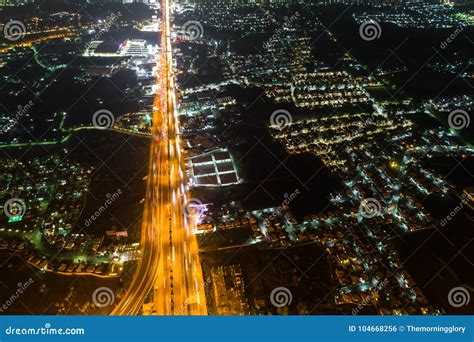 Look Down View Over the Highway at Night on Expressway and Motor Stock ...