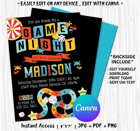 Game Night Invitation, Game Invitation, Game Birthday Invitation, Game ...