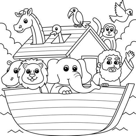 Noahs Ark Coloring Page for Kids 21501638 Vector Art at Vecteezy