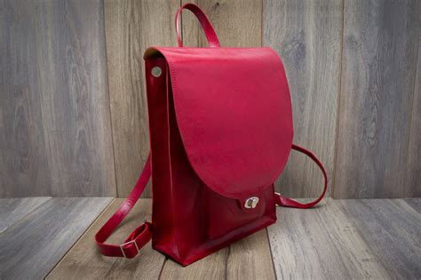 Leather backpack,Backpack bag, Red leather backpack, leather back pack