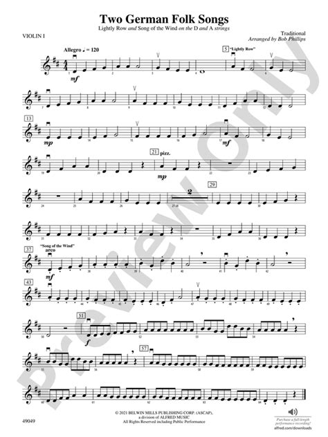 Two German Folk Songs: 1st Violin: 1st Violin Part - Digital Sheet ...